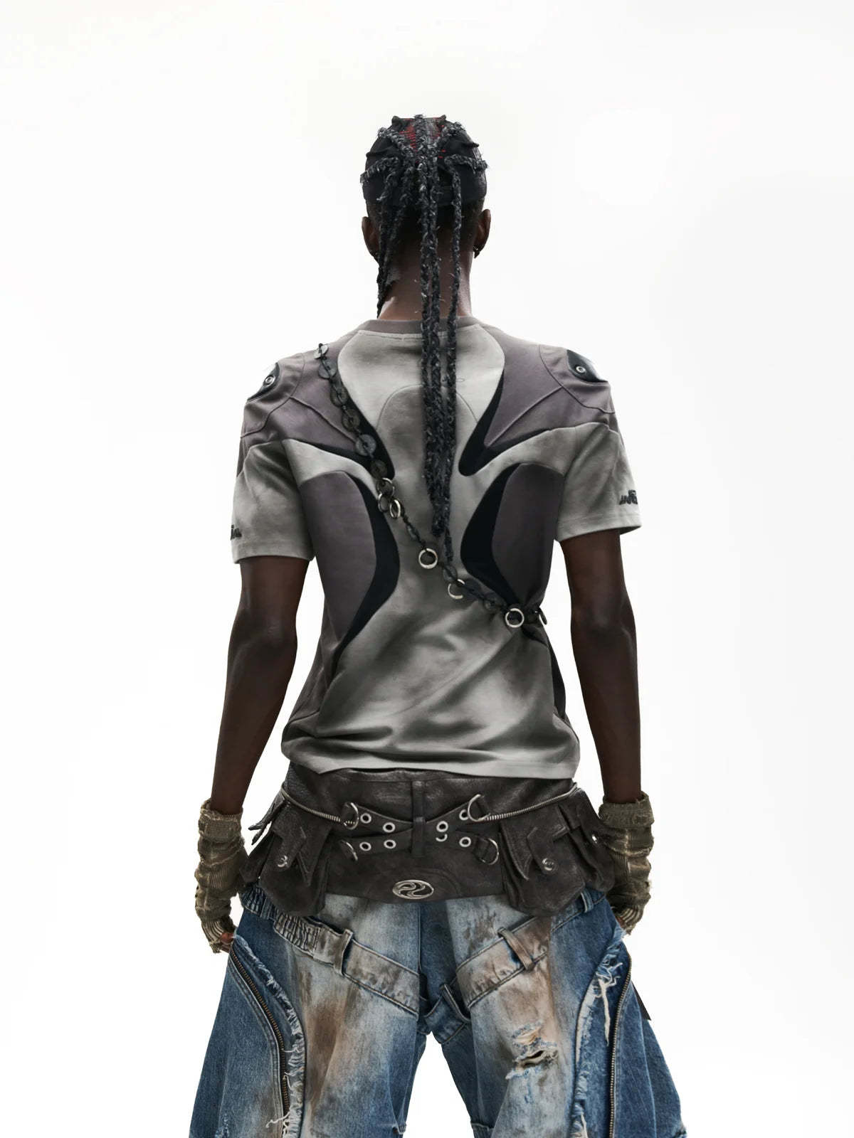 Spliced Cooling Slim T-Shirt with Embroidered Shoulder Details-IYAMIUIO