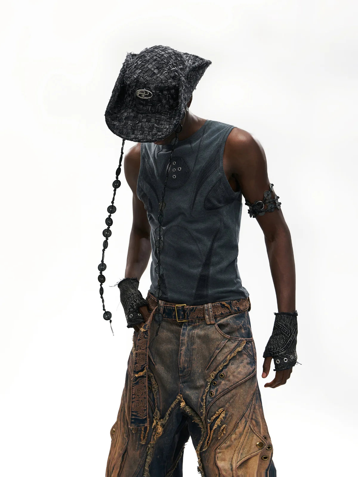 Deconstructed Armor Slim Tank Top-IYAMIUIO