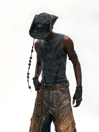 Deconstructed Armor Slim Tank Top-IYAMIUIO