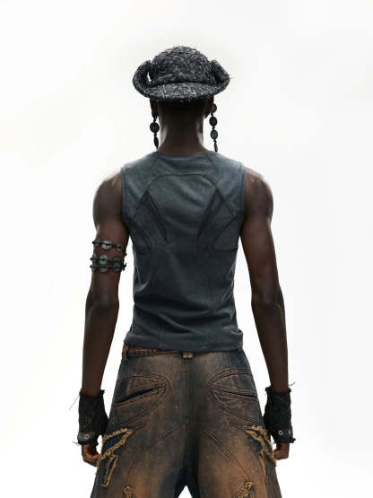 Deconstructed Armor Slim Tank Top-IYAMIUIO