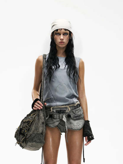 Deconstructed Armor Slim Tank Top-IYAMIUIO