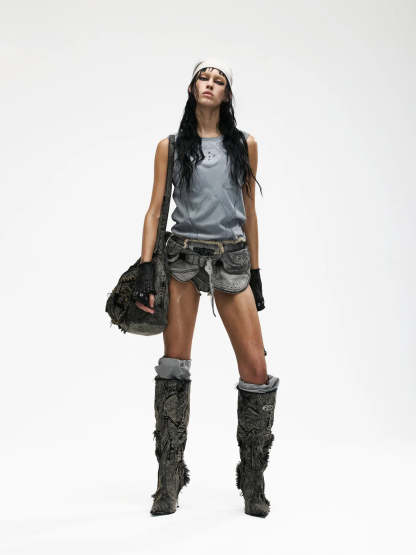 Deconstructed Armor Slim Tank Top-IYAMIUIO