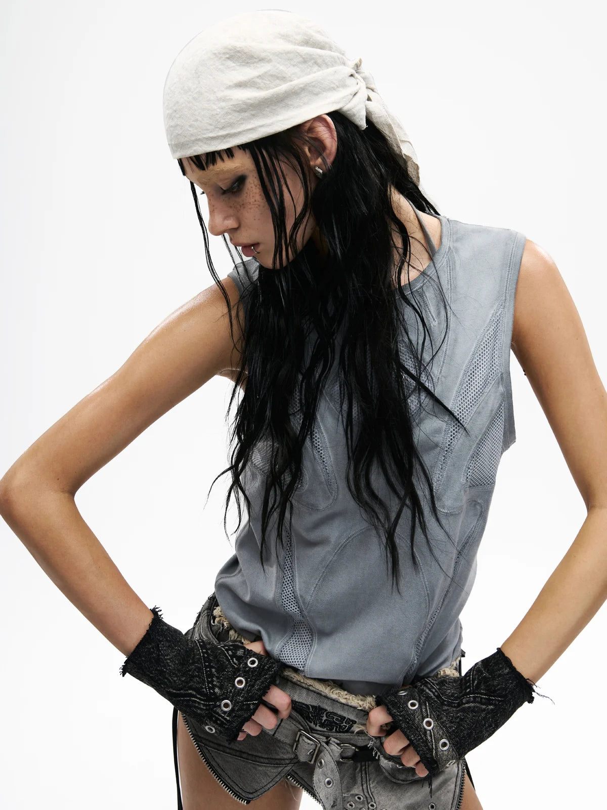 Deconstructed Armor Slim Tank Top-IYAMIUIO