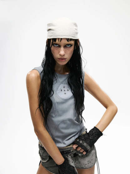 Deconstructed Armor Slim Tank Top-IYAMIUIO