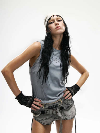 Deconstructed Armor Slim Tank Top-IYAMIUIO