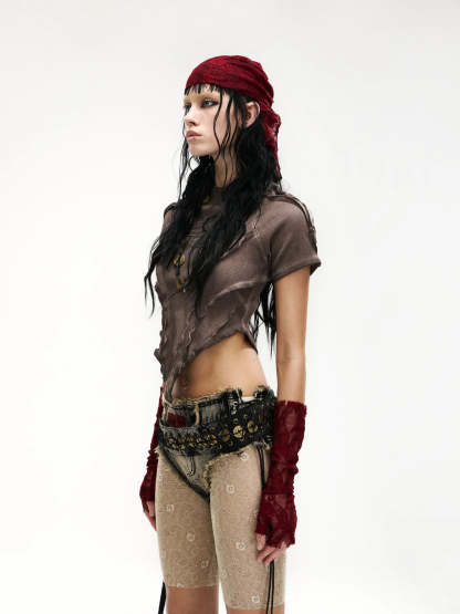 Raw Edge Deconstruction V-hem Top-IYAMIUIO