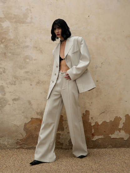 Personsoul Grey Tailoring Trousers-IYAMIUIO