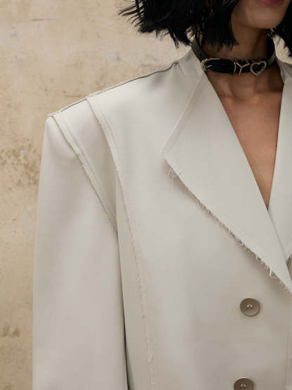 Personsoul Grey Tailoring Blazer-IYAMIUIO