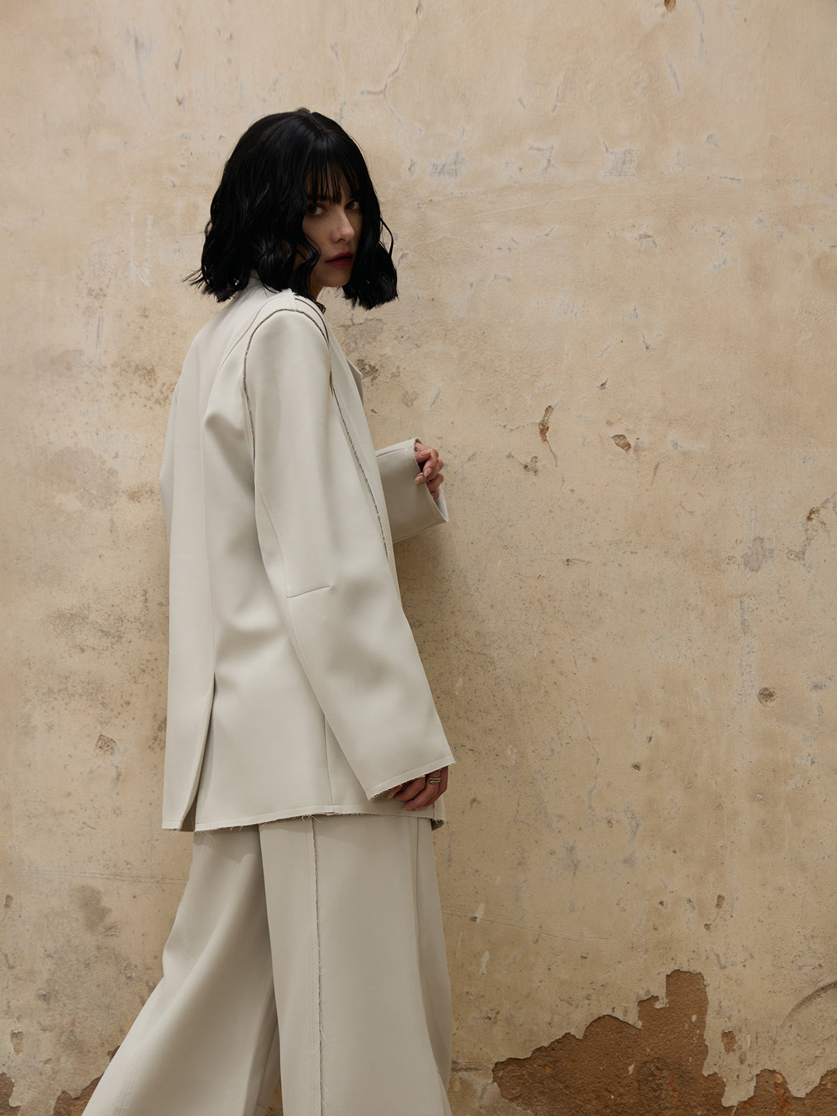 Personsoul Grey Tailoring Blazer-IYAMIUIO