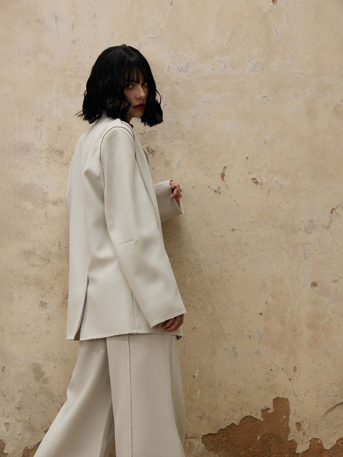 Personsoul Grey Tailoring Blazer-IYAMIUIO