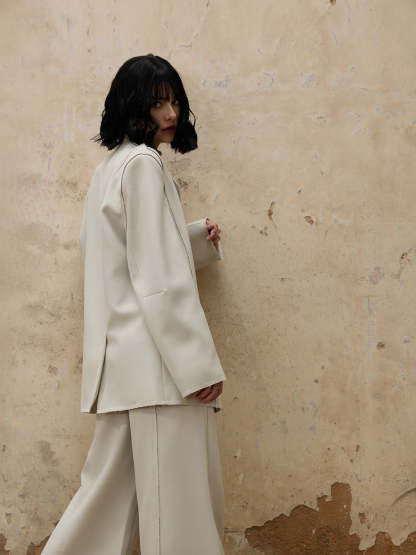 Personsoul Grey Tailoring Blazer-IYAMIUIO