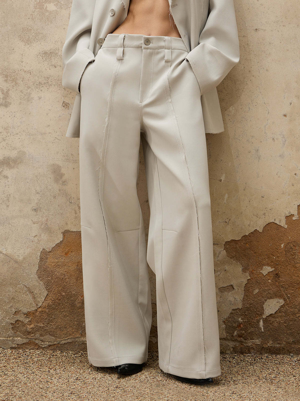 Personsoul Grey Tailoring Trousers-IYAMIUIO