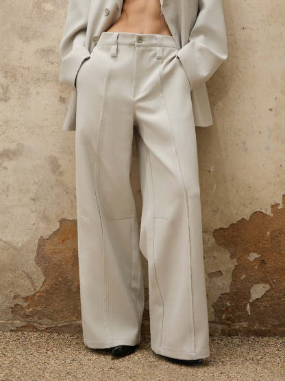 Personsoul Grey Tailoring Trousers-IYAMIUIO