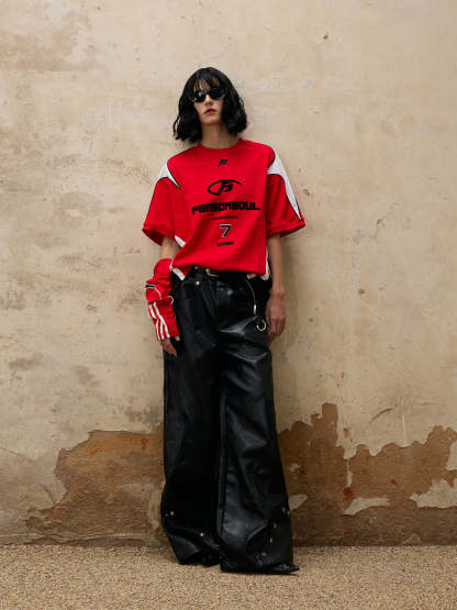 Personsoul Split Sleeve Racing T-shirt-IYAMIUIO