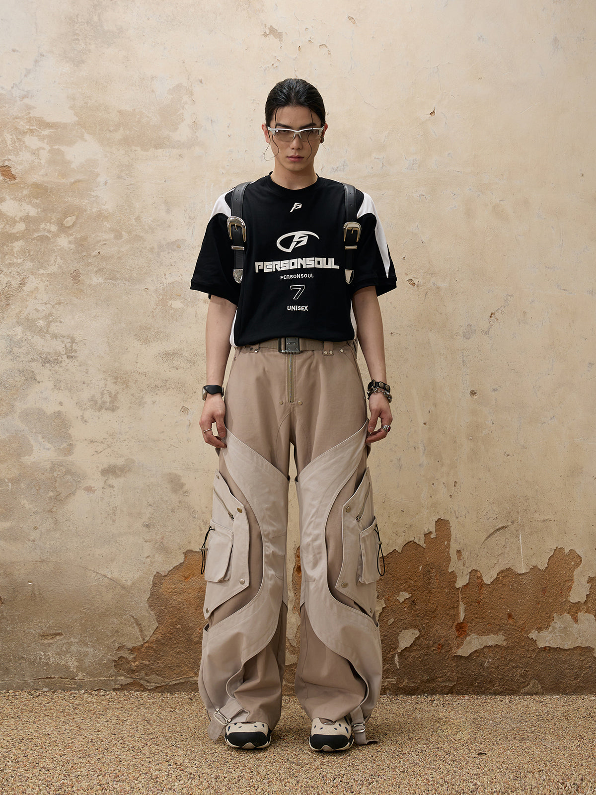 Personsoul Irregular Structured Pants-IYAMIUIO