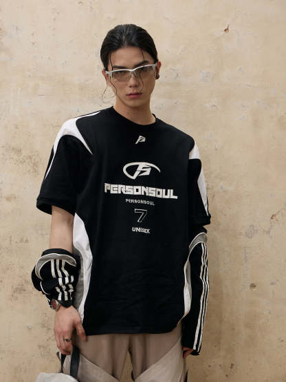 Personsoul Split Sleeve Racing T-shirt-IYAMIUIO