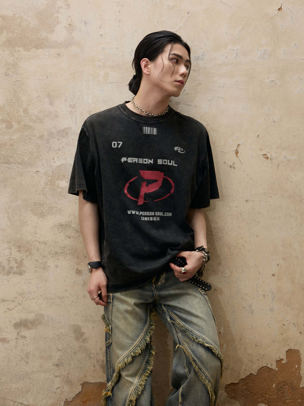 Personsoul Wash Vintage T-shirt-IYAMIUIO