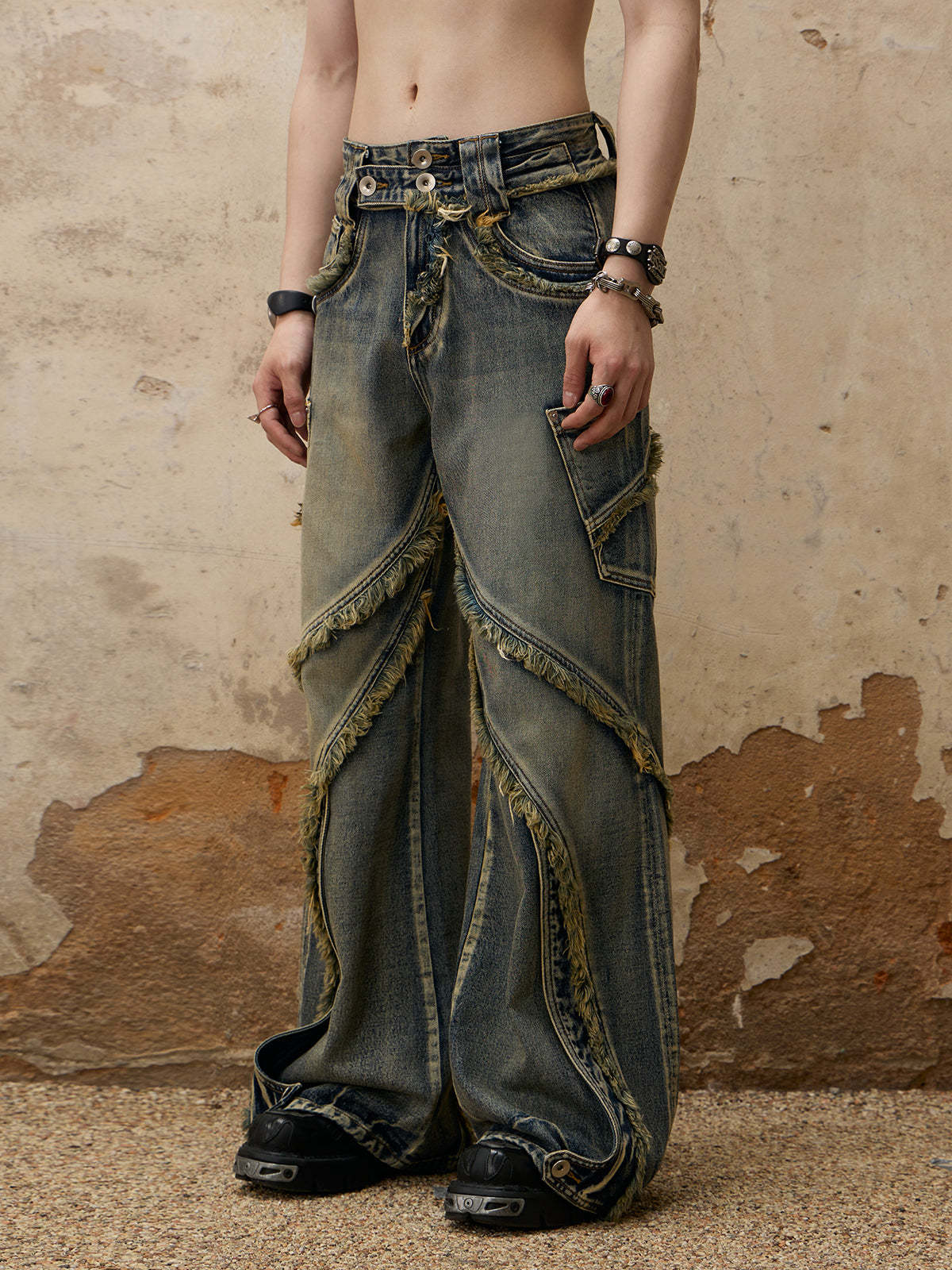 Personsoul Destructive  Denim Jeans-IYAMIUIO