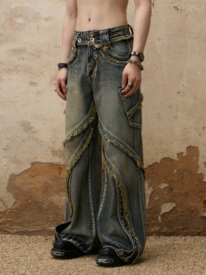 Personsoul Destructive  Denim Jeans-IYAMIUIO