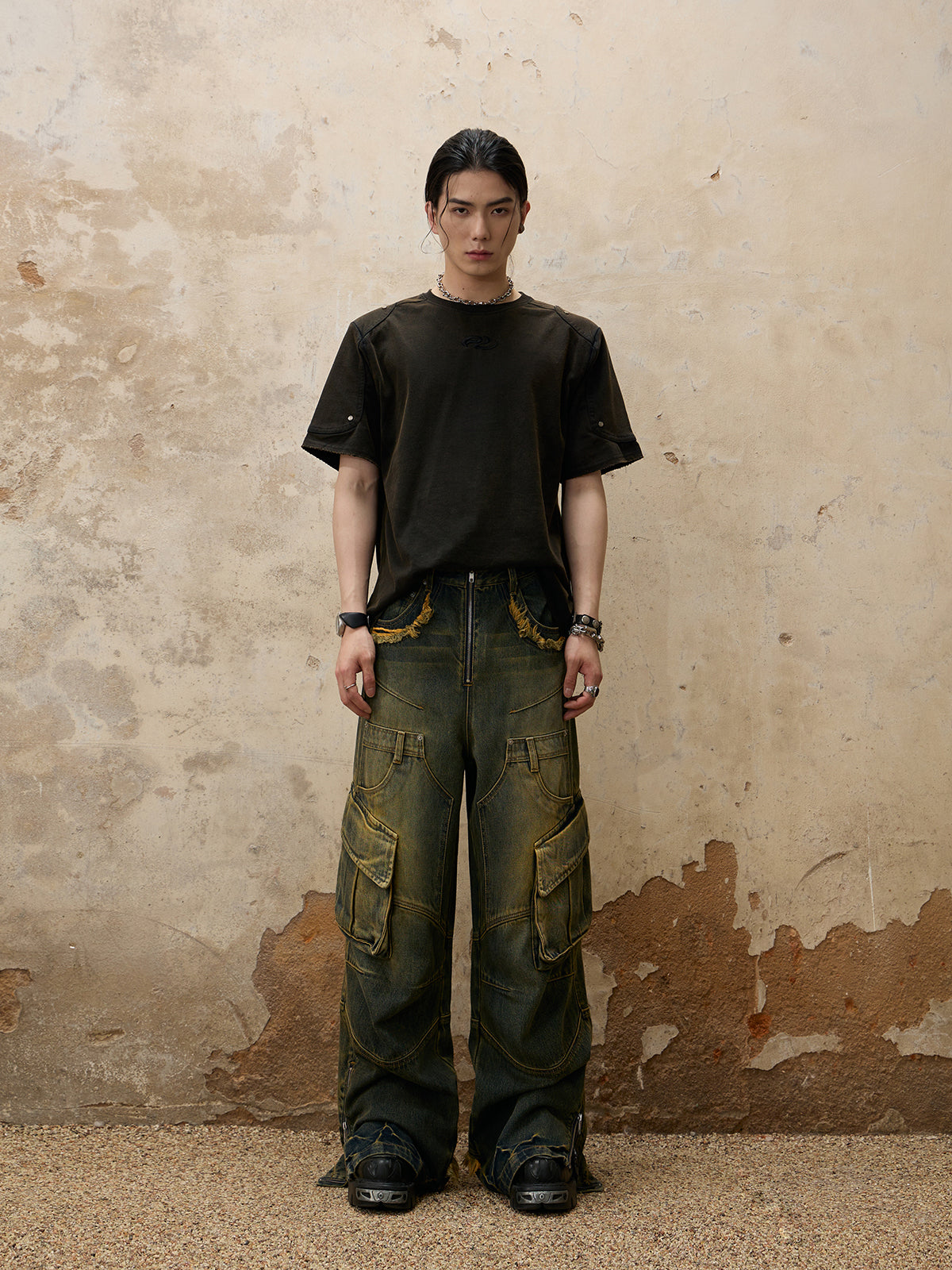Personsoul Fade Wash Overall  Denim Jeans-IYAMIUIO