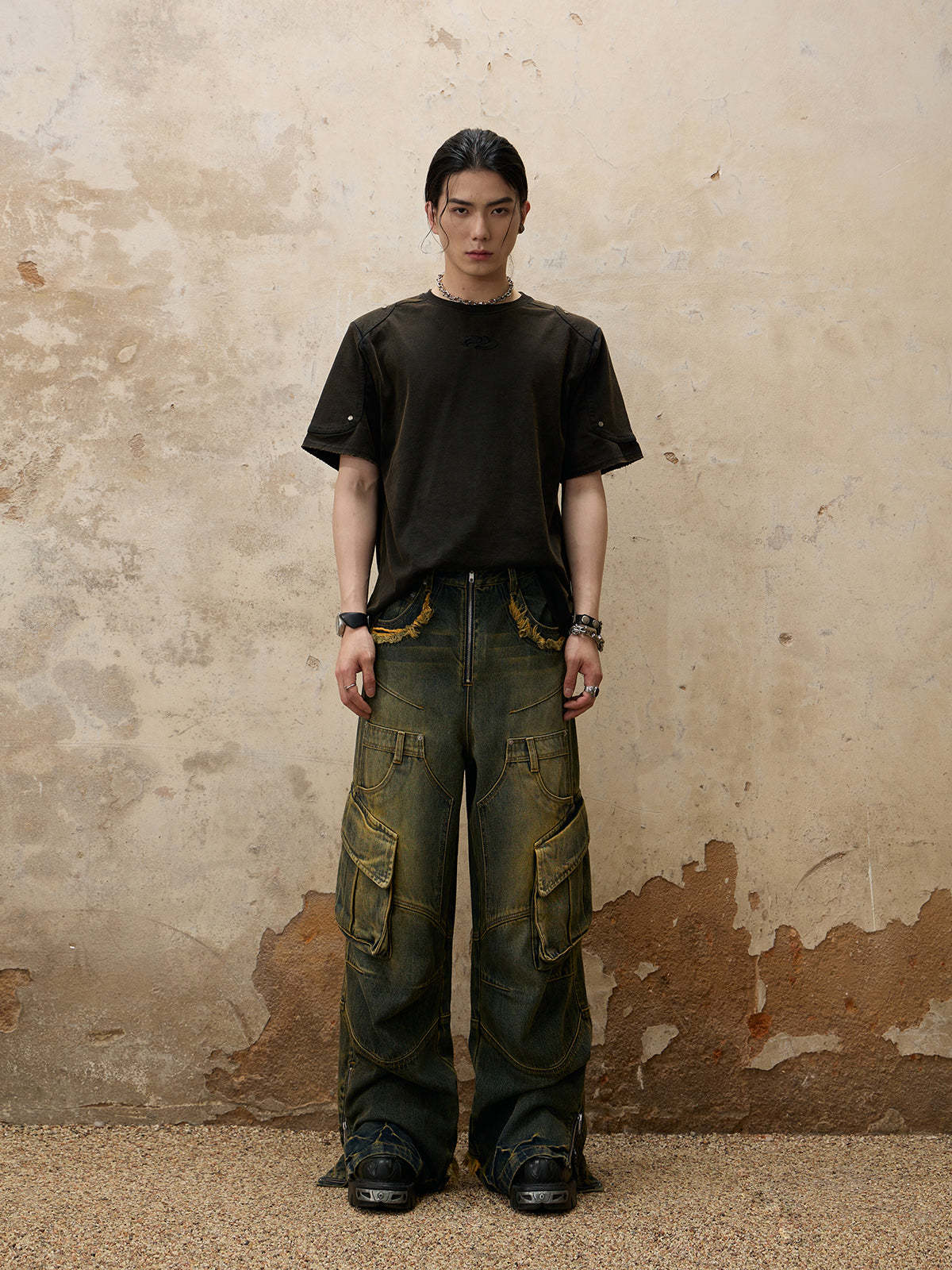 Personsoul Fade Wash Overall  Denim Jeans-IYAMIUIO