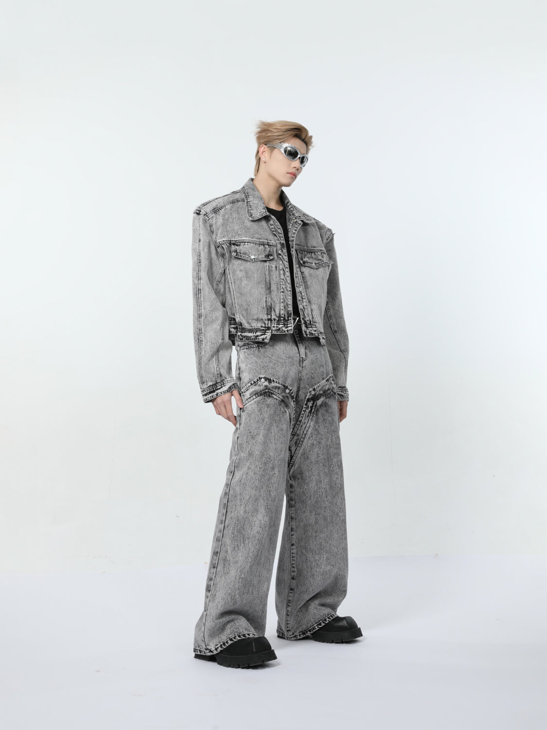 【24s March.】Retro Distressed Simple Denim Suit-IYAMIUIO