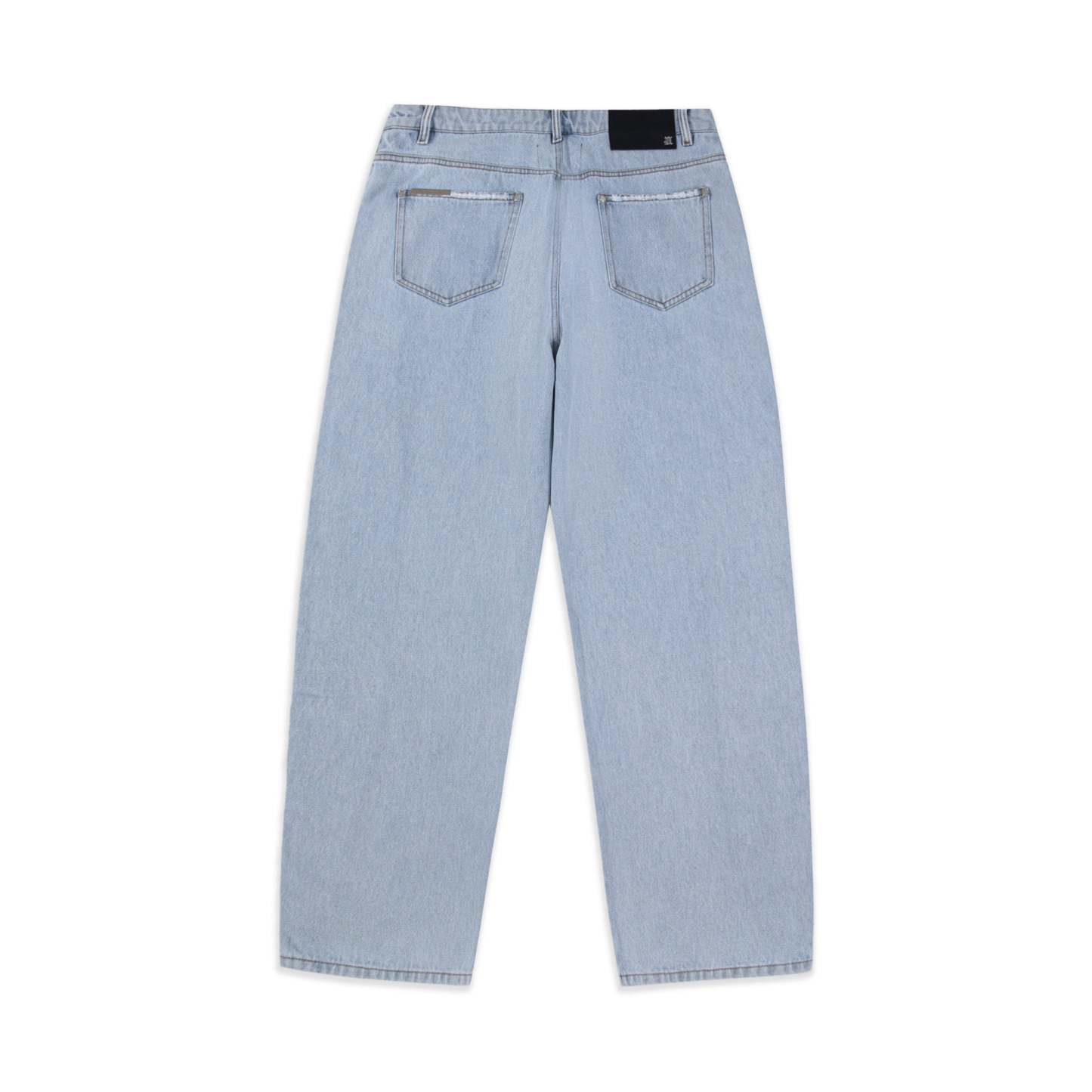 BLEACHED ZIP BAGGY DENIM
