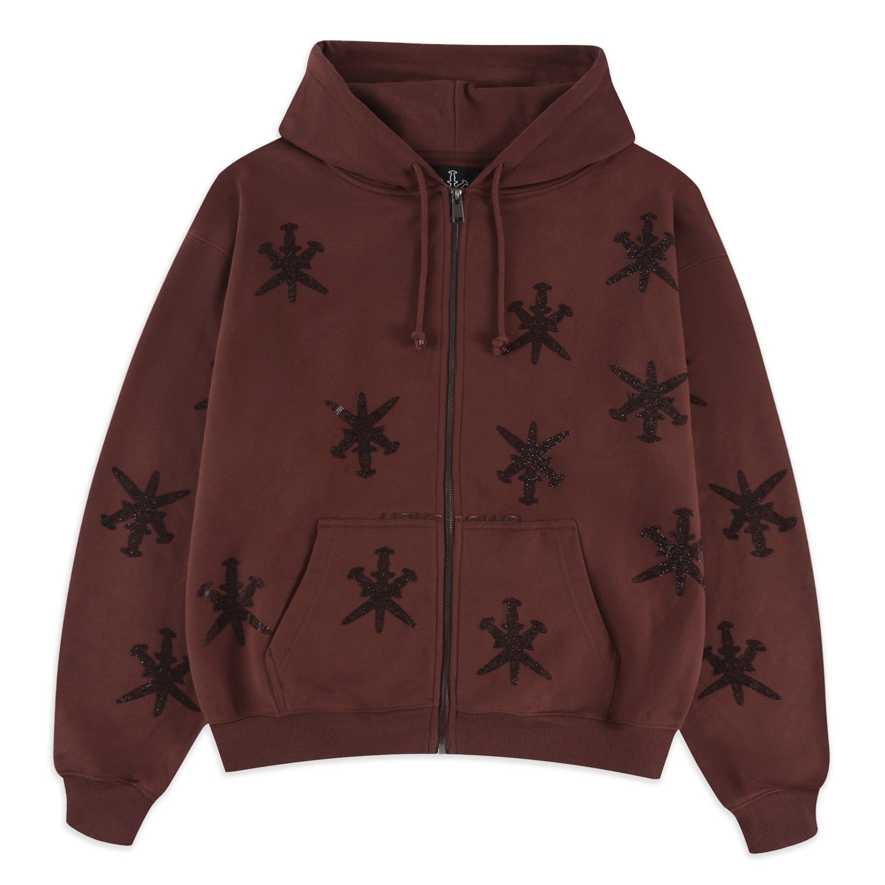BROWN RHINESTONE HOODIE-IYAMIUIO