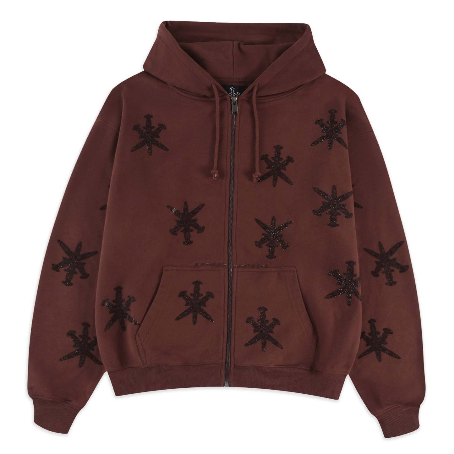 BROWN RHINESTONE HOODIE-IYAMIUIO
