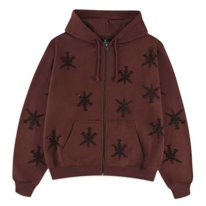 BROWN RHINESTONE HOODIE-IYAMIUIO