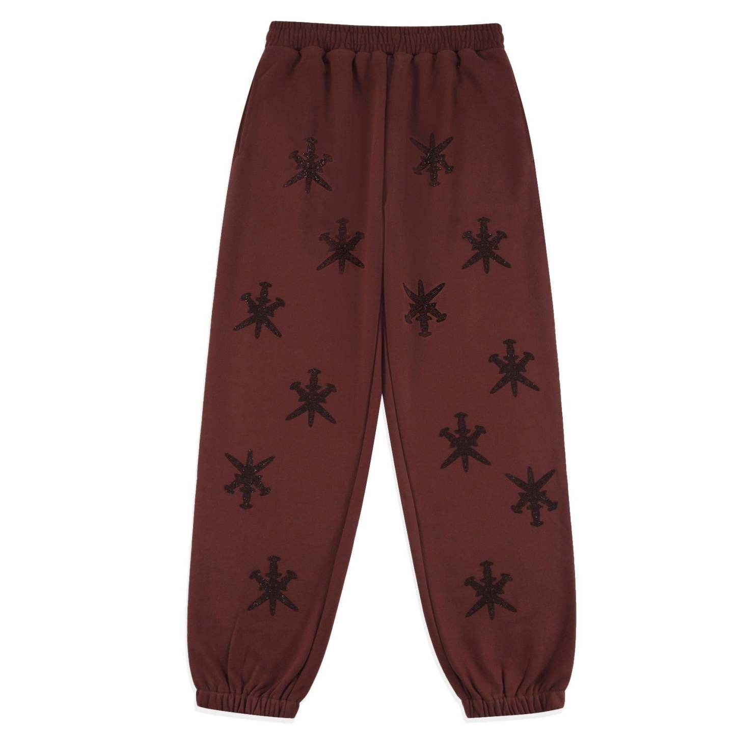 BROWN  RHINESTONE JOGGERS-IYAMIUIO