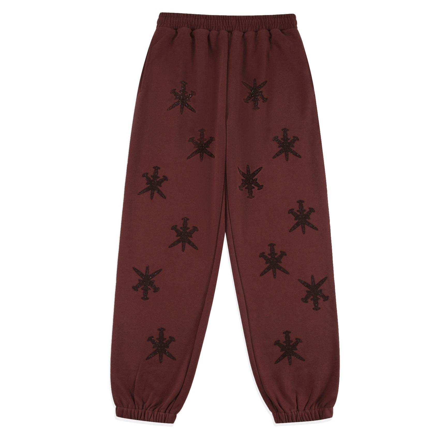 BROWN  RHINESTONE JOGGERS-IYAMIUIO