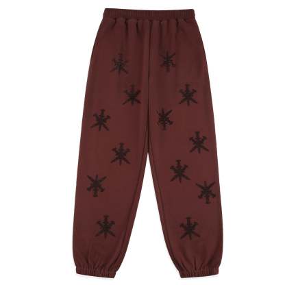 BROWN  RHINESTONE JOGGERS-IYAMIUIO