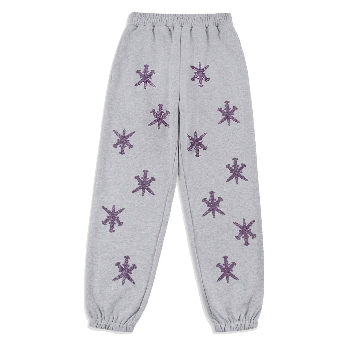 GREY PURPLE RHINESTONE JOGGERS-IYAMIUIO