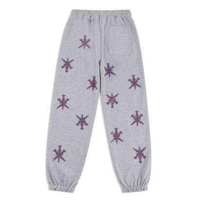 GREY PURPLE RHINESTONE JOGGERS-IYAMIUIO