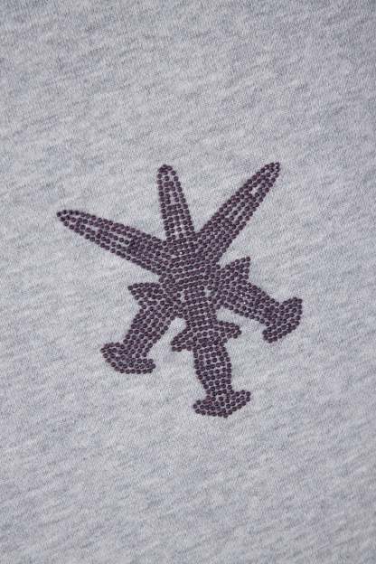 GREY PURPLE RHINESTONE HOODIE-IYAMIUIO