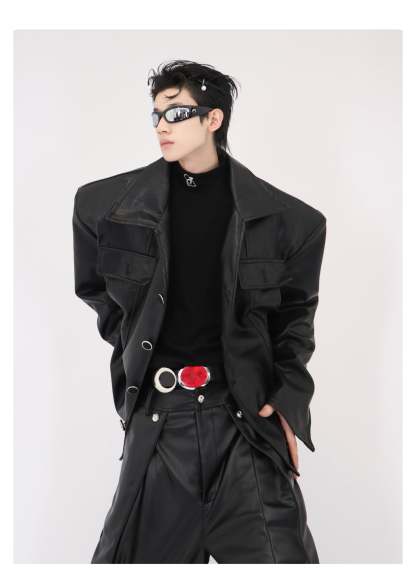 Short Jacket Motorcycle Jacket-IYAMIUIO