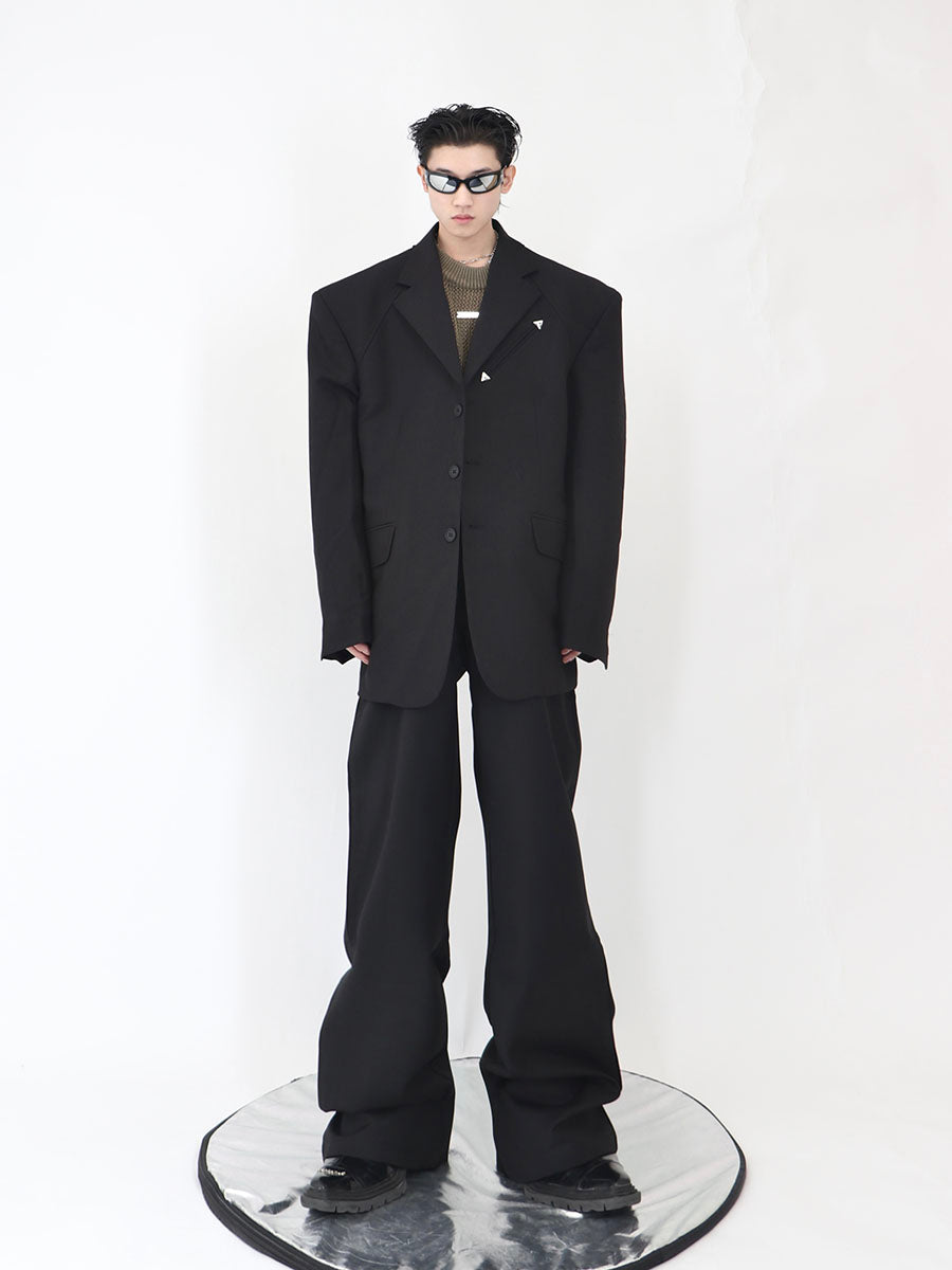 2022 High Shoulder Black Jacket-IYAMIUIO