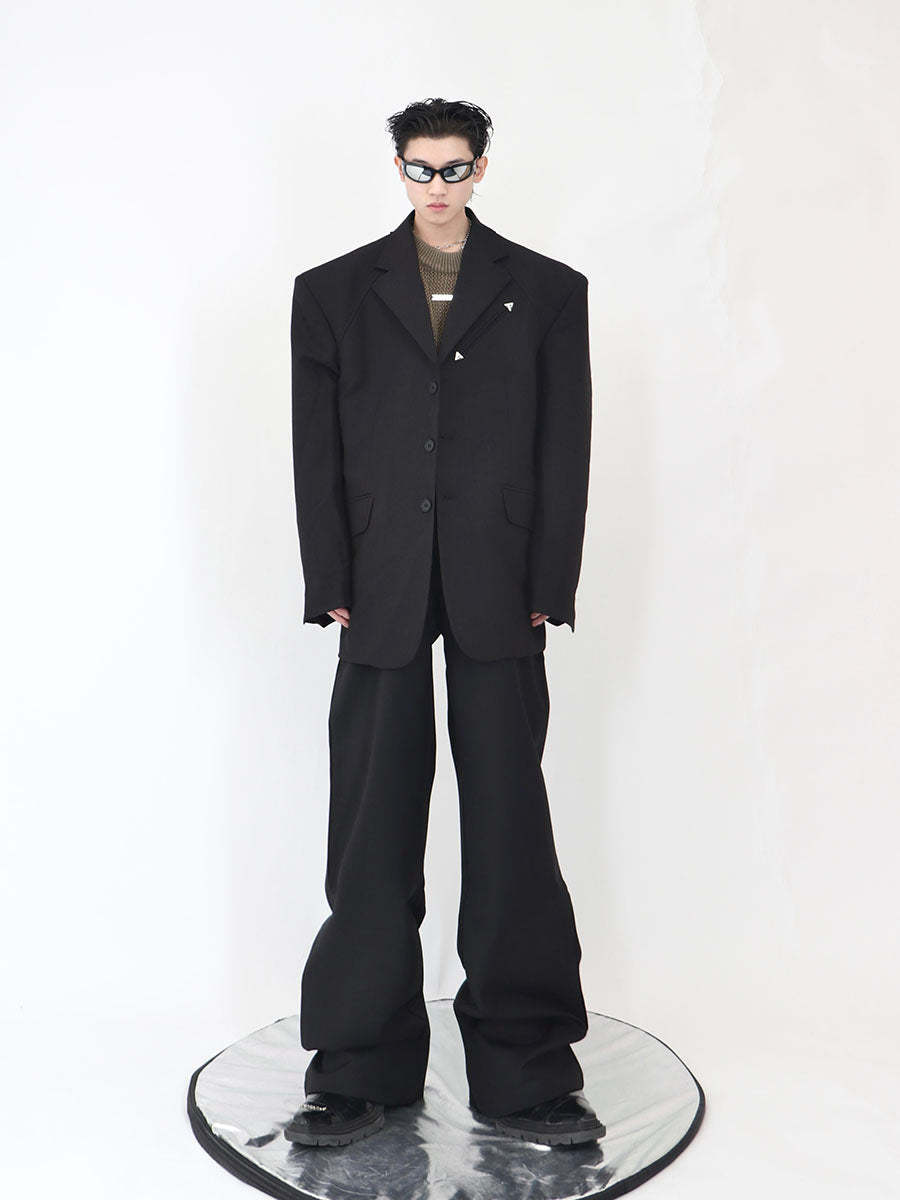 2022 High Shoulder Black Jacket-IYAMIUIO