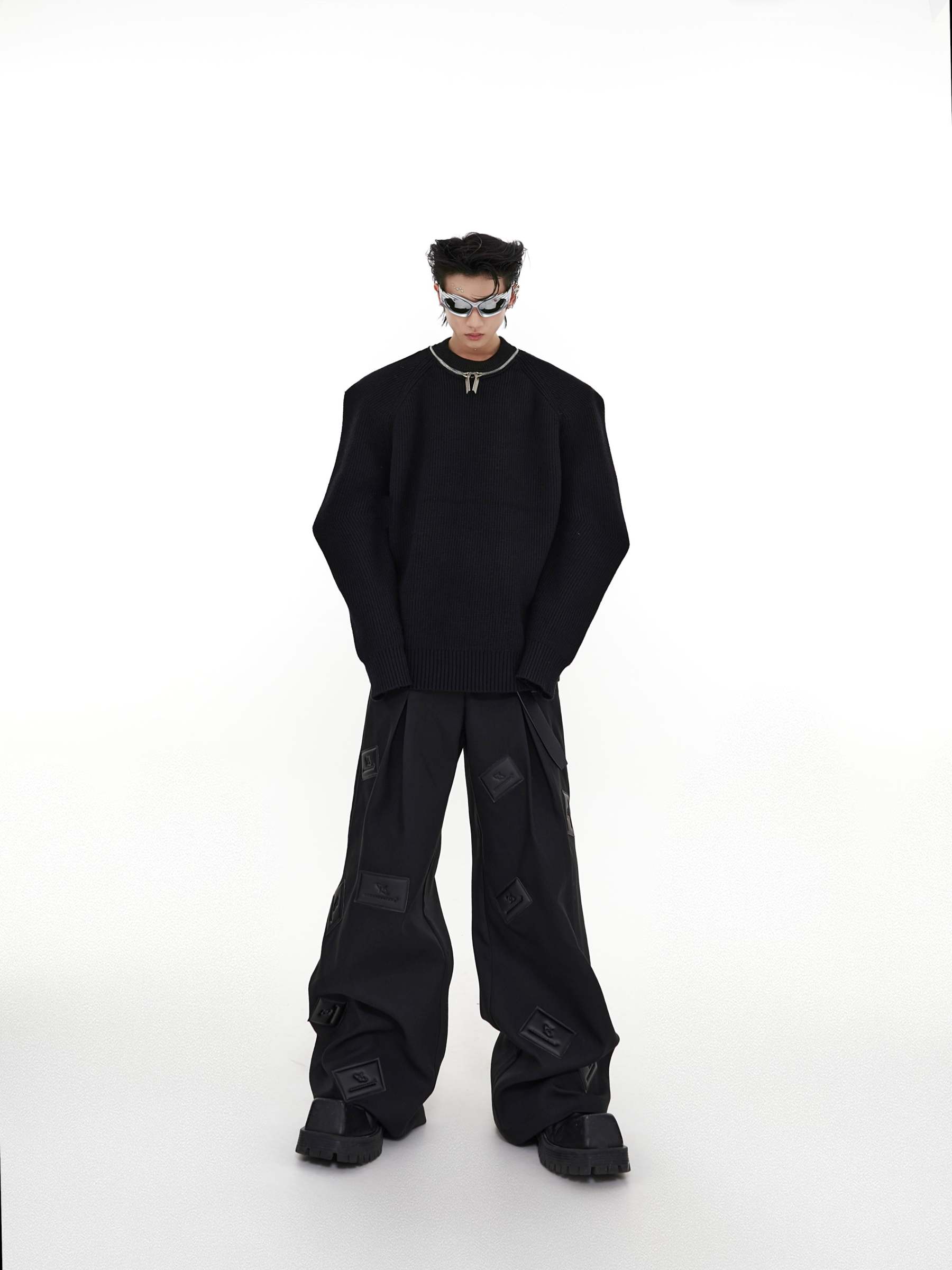 【23s August.】Label Graphic Drape Suit Pants-IYAMIUIO