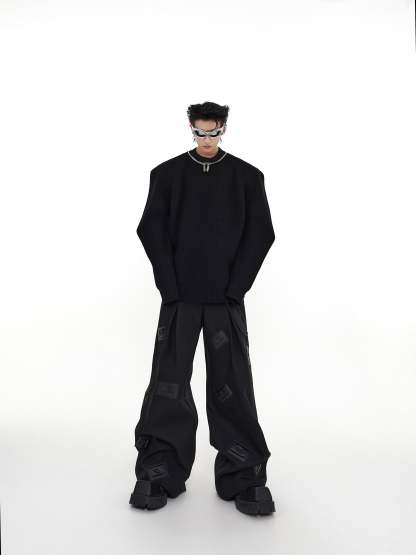 【23s August.】Label Graphic Drape Suit Pants-IYAMIUIO