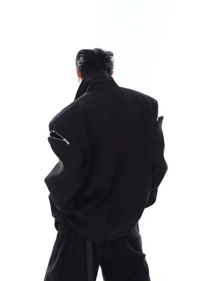 【23s Feb.】Zipper Black and Green Jacket-IYAMIUIO