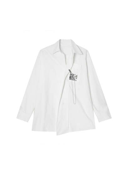 Men's Fashionable Long Sleeve White Shirt-IYAMIUIO