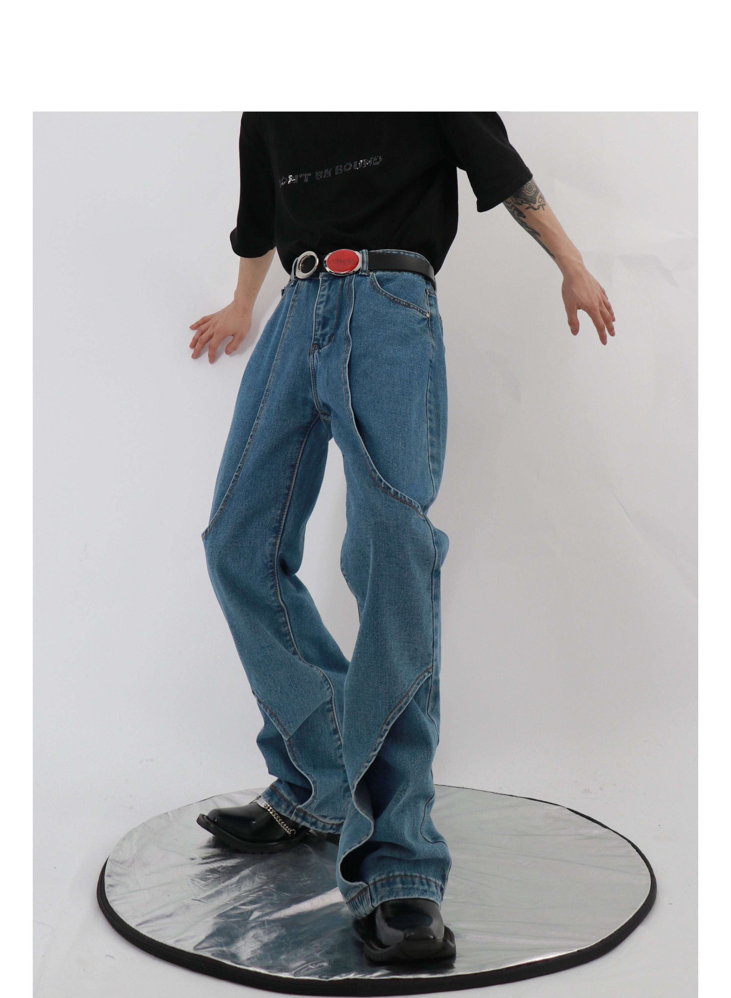 Double Layer Design Jeans-IYAMIUIO