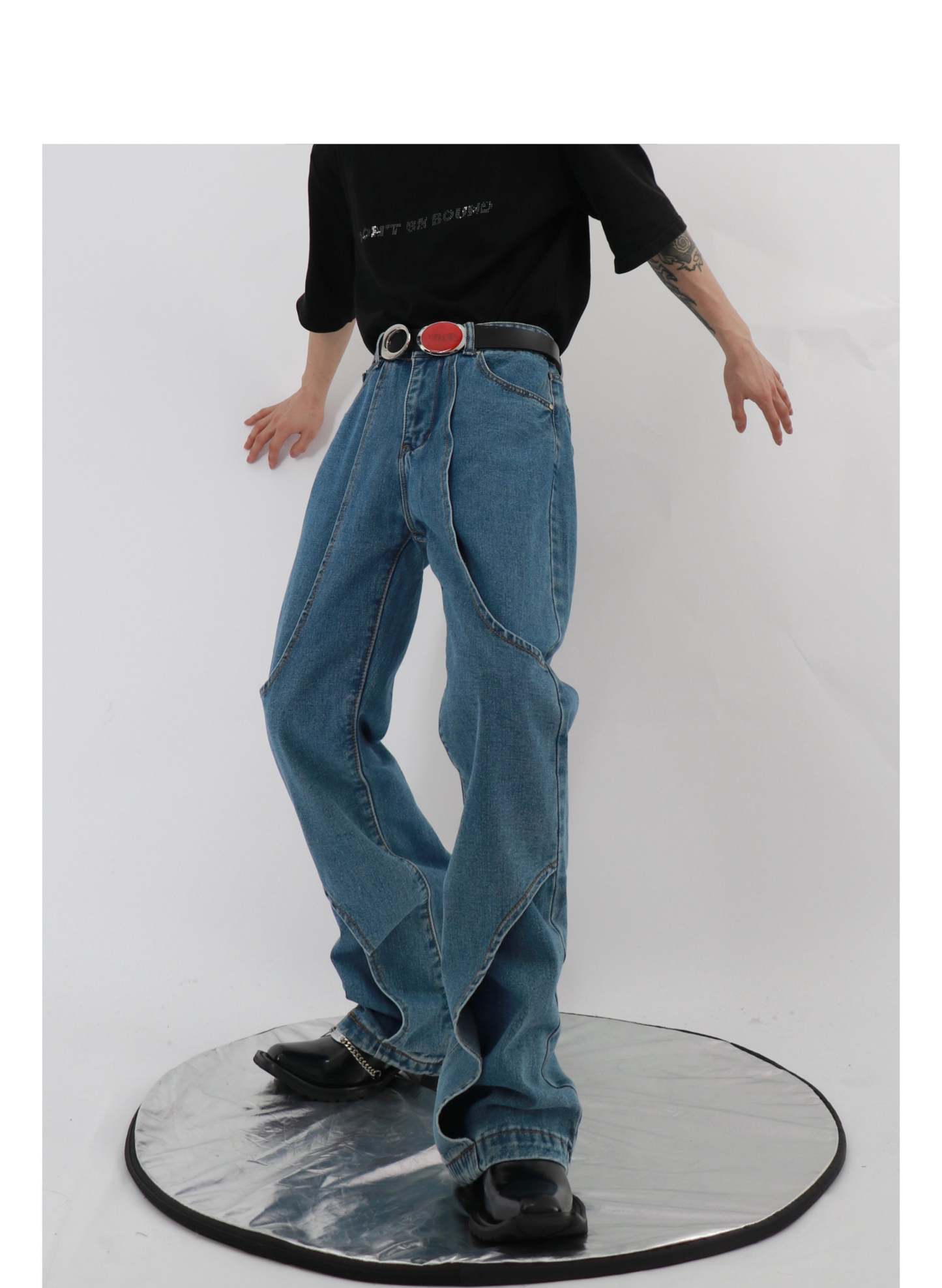 Double Layer Design Jeans-IYAMIUIO