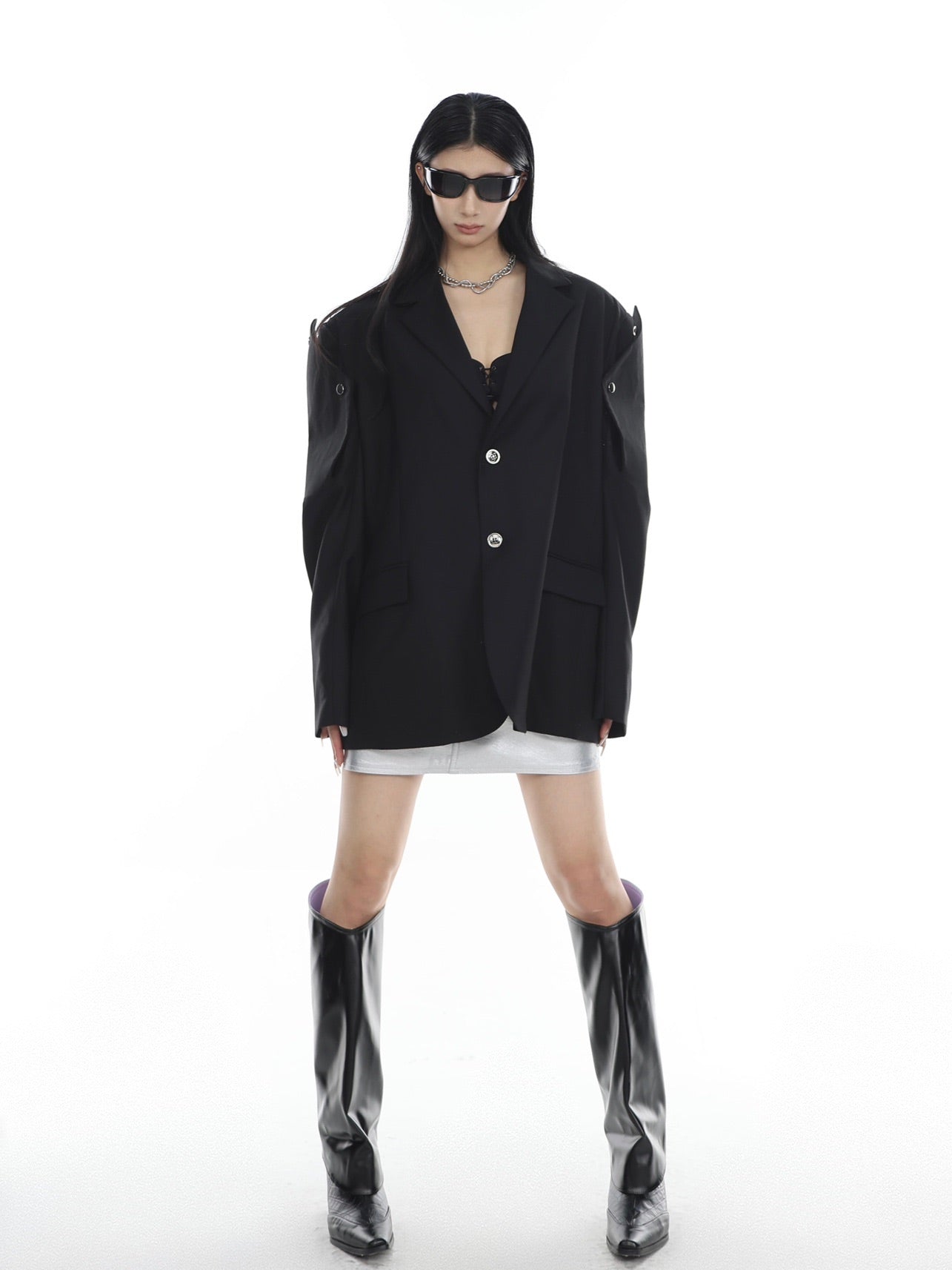 【23s July.】Button Shoulder Pad Suit-IYAMIUIO