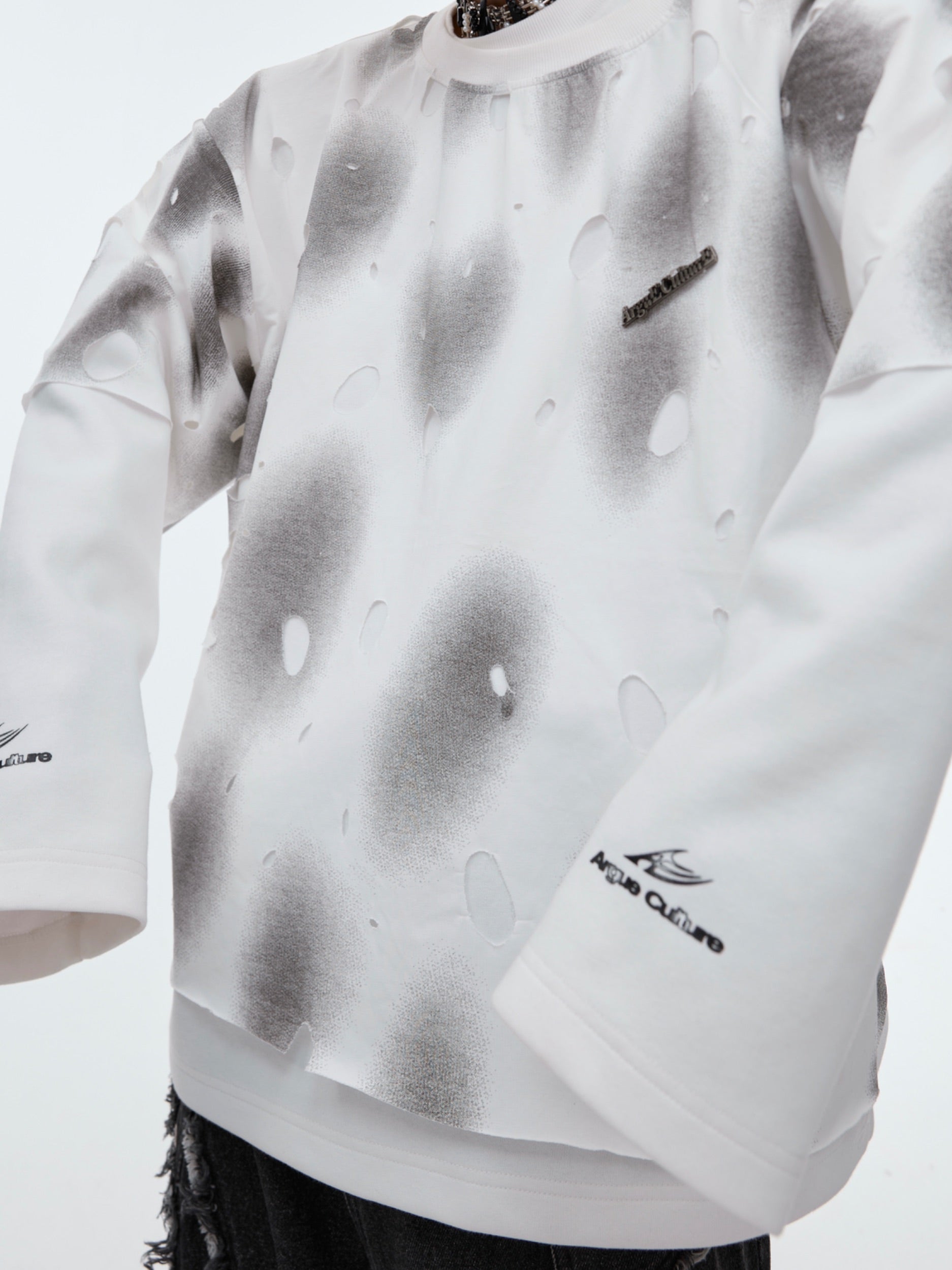 【24s Sep.】Retro Two-piece Ripped Sweatshirt-IYAMIUIO