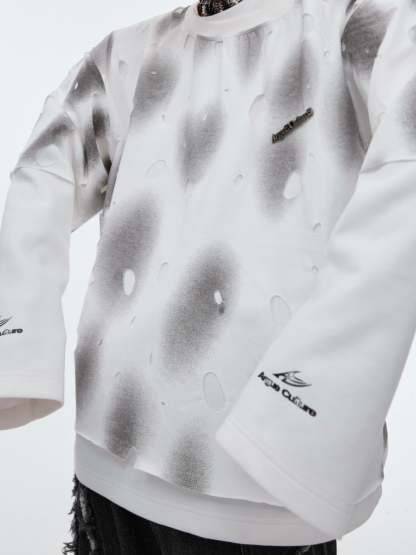 【24s Sep.】Retro Two-piece Ripped Sweatshirt-IYAMIUIO