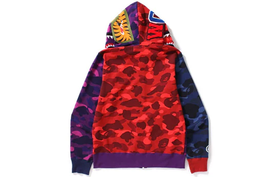A Bathing Ape Shark Camo Full Zip Hoodie 'Purple Blue Red' 1H20-115-012