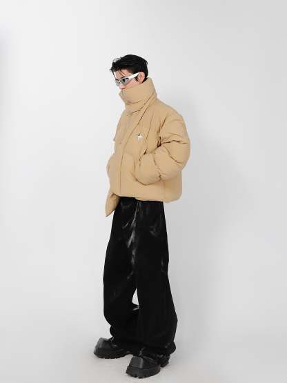 High Neck Asymmetrical Design Winter Coat-IYAMIUIO